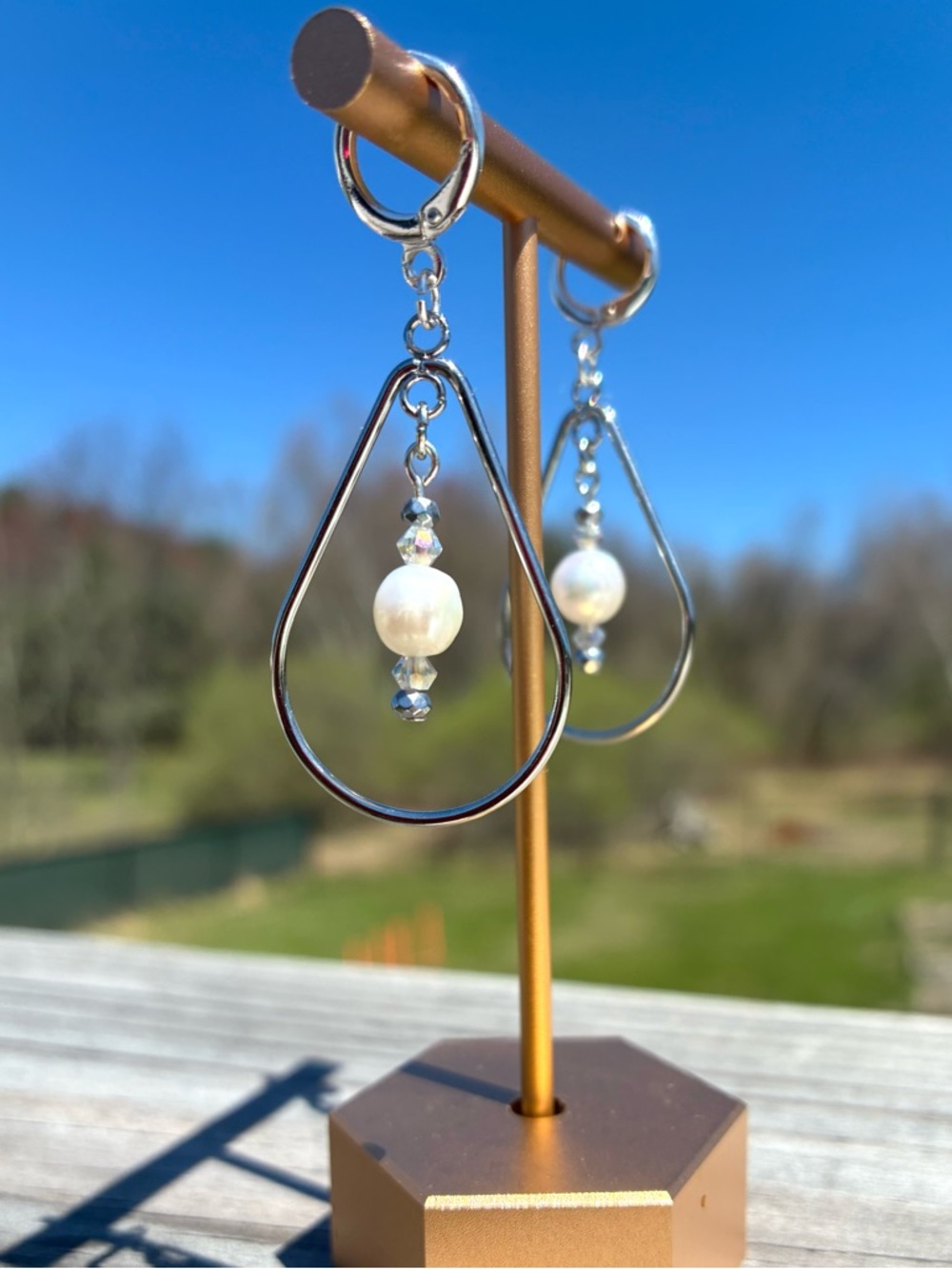 Gorgeous Natural Pearl Teardrop Earrings With Sterling Silver Hooks